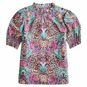 J. Crew Puff-sleeve Top in Liberty Elm House Floral Woman’s Size XL 100% Cotton
